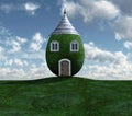 Strange egg house on a green hill Royalty Free Stock Photo